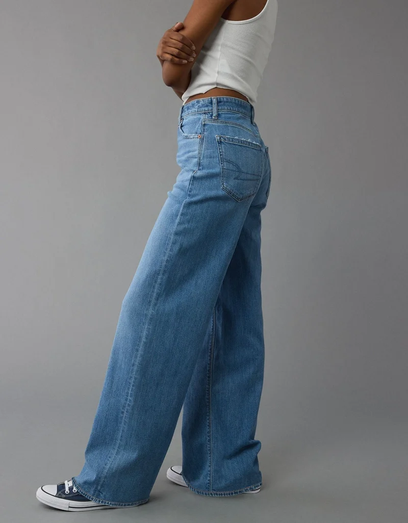 American Eagle  AE Dreamy Drape Stretch Super High-Waisted Baggy Wide-Leg Jean for Women | Best Price UAE
